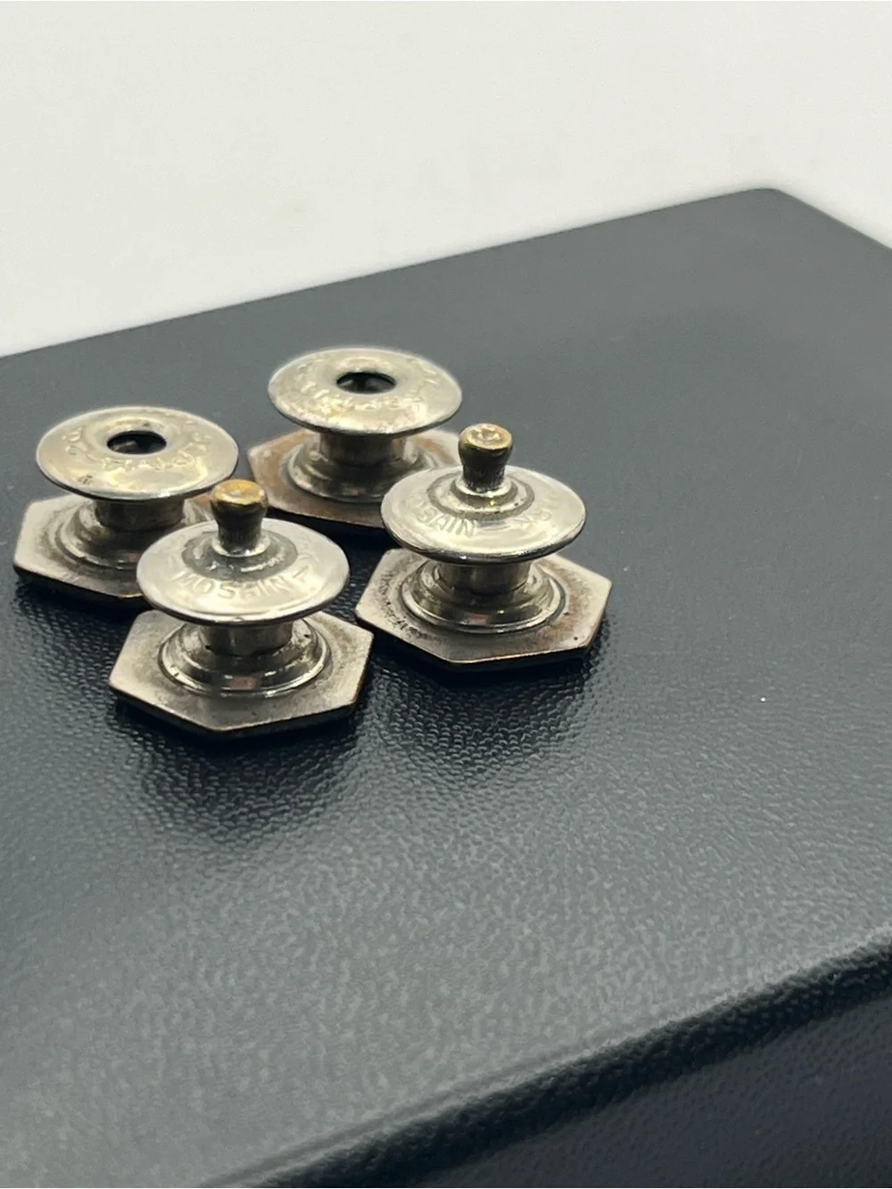 Art Deco 1920’s antique geometric blue enamel cufflinks snap buttons vintage